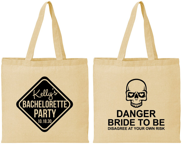 Personalized Bachelorette Cotton Tote Bags - Danger Bride To Be | 60165