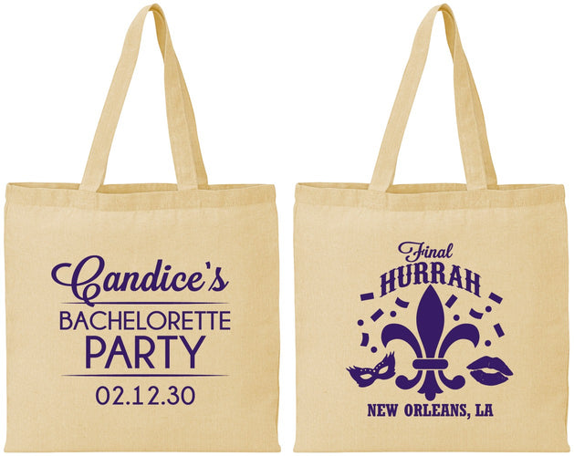 Personalized Bachelorette Cotton Tote Bags - New Orleans | 60166