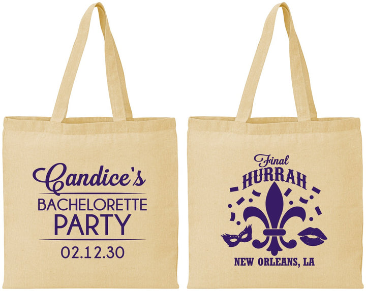 Personalized Bachelorette Cotton Tote Bags - New Orleans | 60166