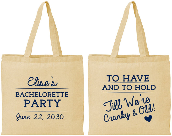 Personalized Bachelorette Cotton Tote Bags - To Have And To Hold | 60168