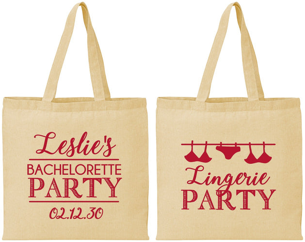 Personalized Bachelorette Cotton Tote Bags - Lingerie Party | 60171