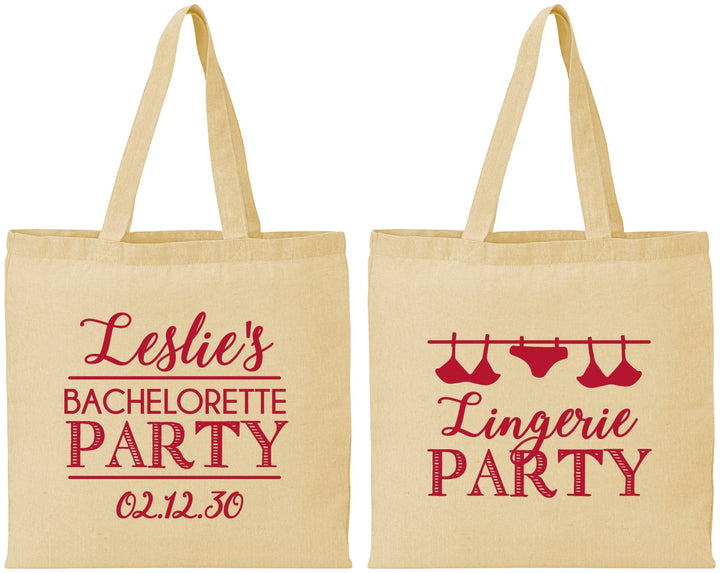 Personalized Bachelorette Cotton Tote Bags - Lingerie Party | 60171