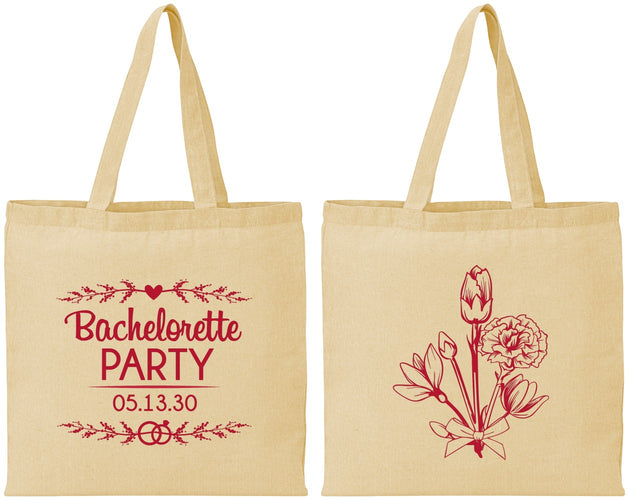 Personalized Bachelorette Cotton Tote Bags - Flowers | 60174
