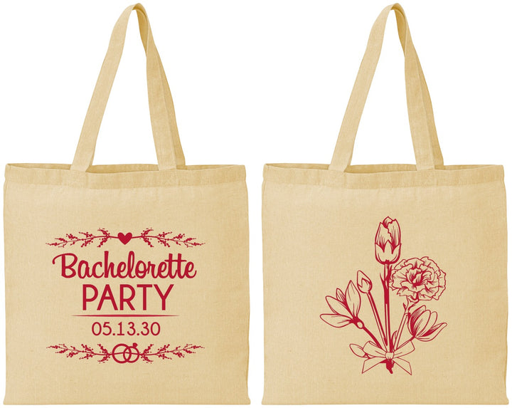 Personalized Bachelorette Cotton Tote Bags - Flowers | 60174