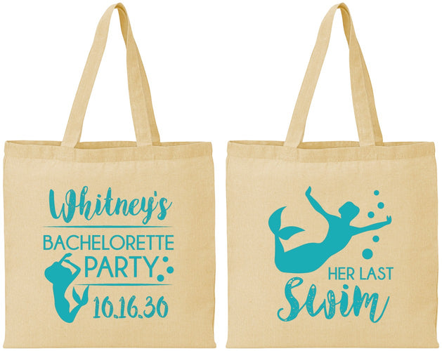 Personalized Bachelorette Cotton Tote Bags - Mermaid | 60175