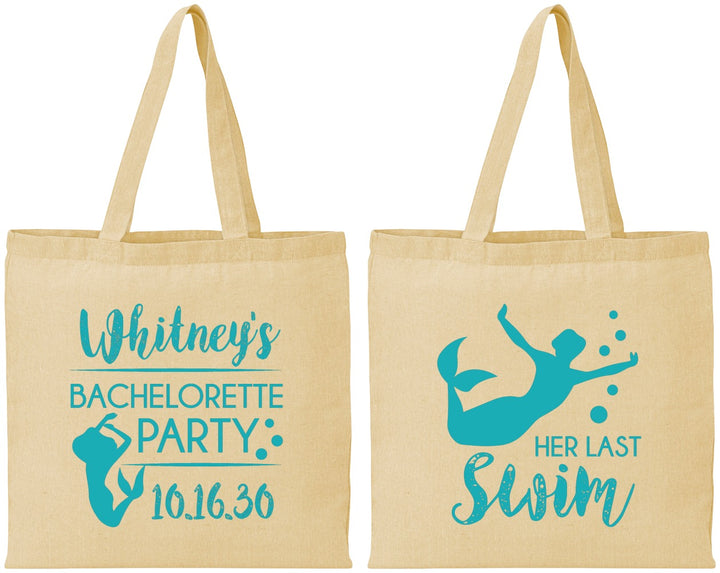 Personalized Bachelorette Cotton Tote Bags - Mermaid | 60175