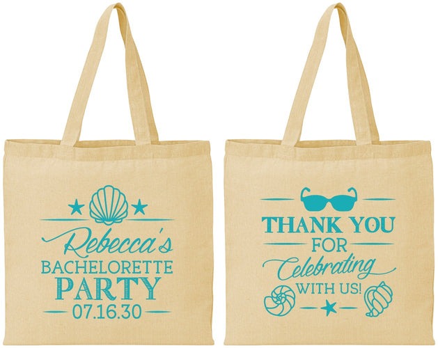 Personalized Bachelorette Cotton Tote Bags - Beach | 60177