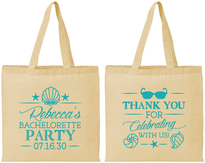 Personalized Bachelorette Cotton Tote Bags - Beach | 60177
