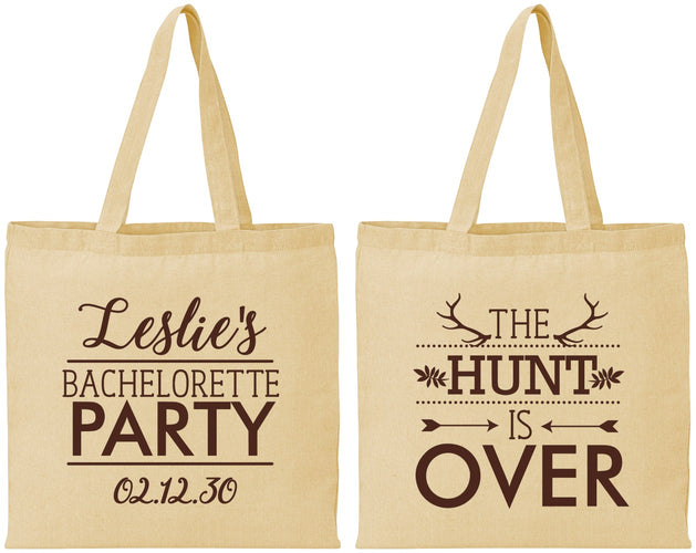 Personalized Bachelorette Cotton Tote Bags - The Hunt Is Over | 60184