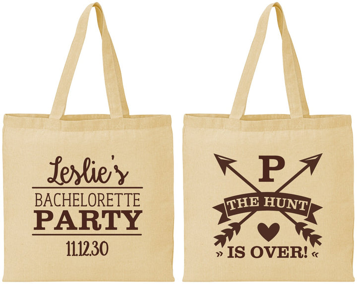 Personalized Bachelorette Cotton Tote Bags - The Hunt Is Over | 60186