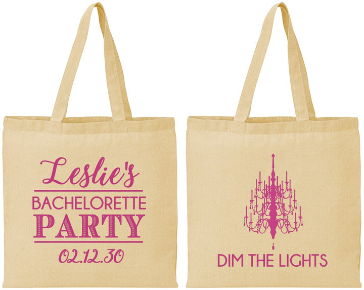 Personalized Bachelorette Cotton Tote Bags - Lights | 60188