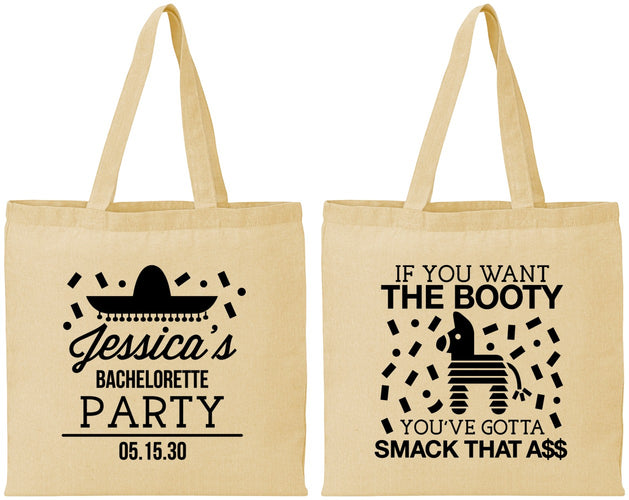 Personalized Bachelorette Cotton Tote Bags - Smack That Ass | 60192