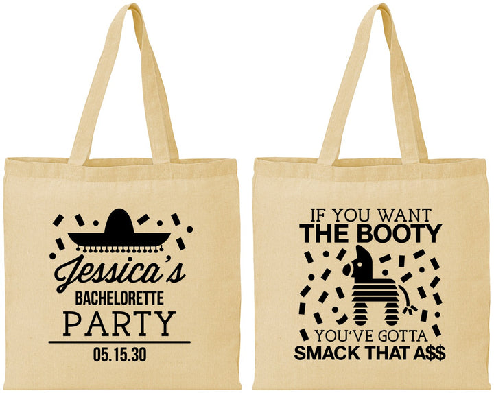 Personalized Bachelorette Cotton Tote Bags - Smack That Ass | 60192