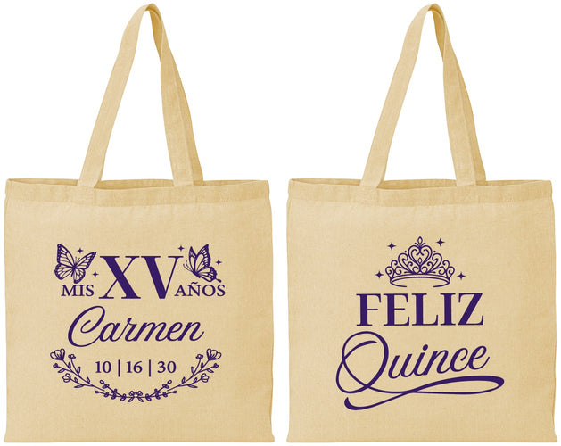 Personalized Quinceanera Cotton Tote Bags - Mis Quince Anos | 70000