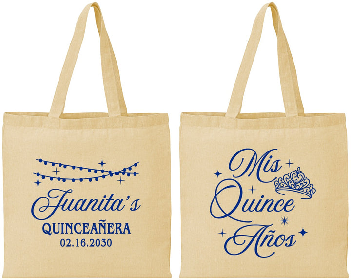 Personalized Quinceanera Cotton Tote Bags - Mis Quince Anos | 70001
