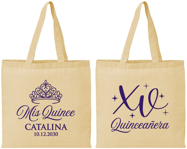 Personalized Quinceanera Cotton Tote Bags - Mis Quince Anos | 70002