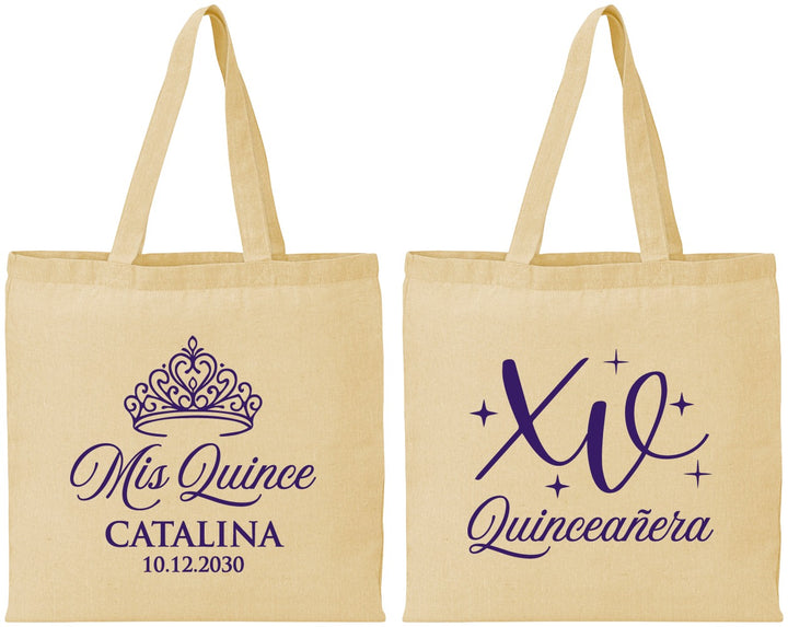Personalized Quinceanera Cotton Tote Bags - Mis Quince Anos | 70002