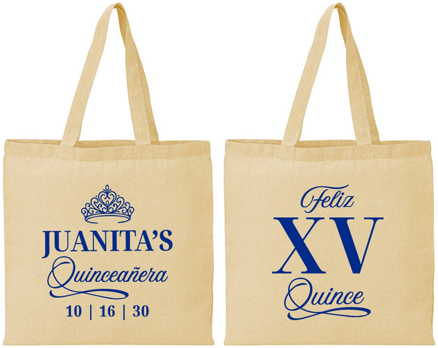 Personalized Quinceanera Cotton Tote Bags - Mis Quince Anos | 70003