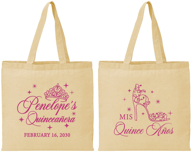 Personalized Quinceanera Cotton Tote Bags - Mis Quince Anos | 70004
