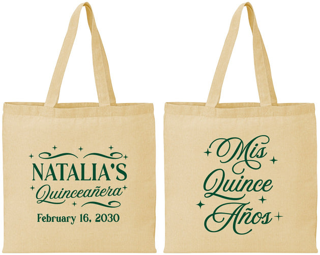 Personalized Quinceanera Cotton Tote Bags - Mis Quince Anos | 70006