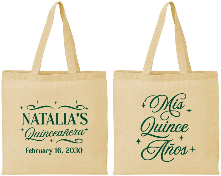 Personalized Quinceanera Cotton Tote Bags - Mis Quince Anos | 70006