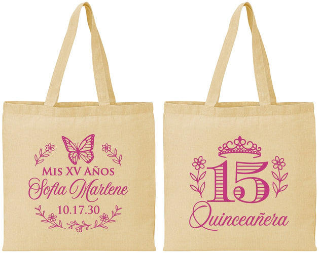 Personalized Quinceanera Cotton Tote Bags - Mis Quince Anos | 70007