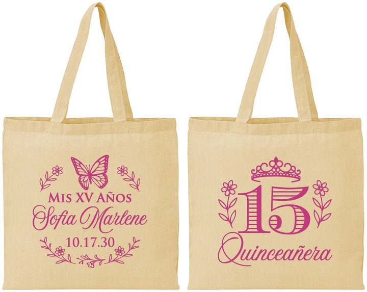 Personalized Quinceanera Cotton Tote Bags - Mis Quince Anos | 70007