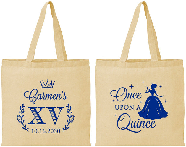 Personalized Quinceanera Cotton Tote Bags - Once Upon A Quince | 70011