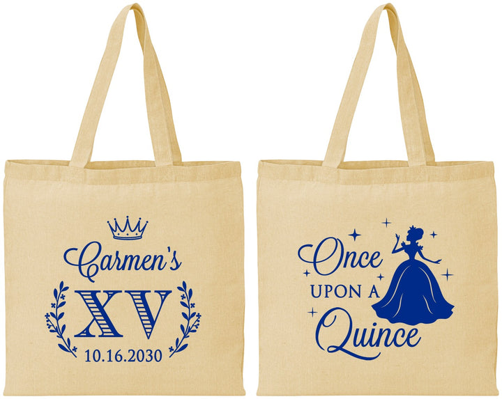 Personalized Quinceanera Cotton Tote Bags - Once Upon A Quince | 70011