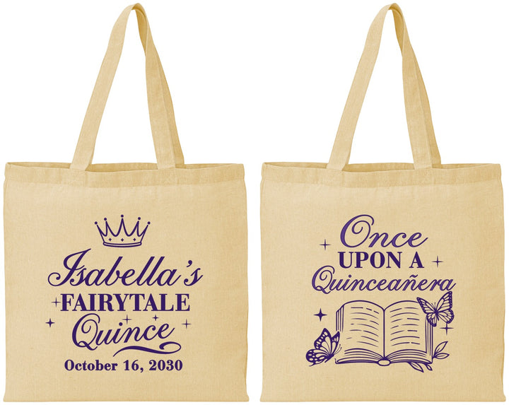 Personalized Quinceanera Cotton Tote Bags - Once Upon A Quince | 70013
