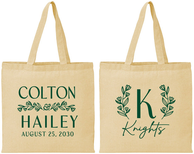 Personalized Wedding Cotton Tote Bags - Monogram | 800