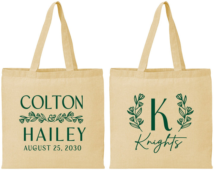 Personalized Wedding Cotton Tote Bags - Monogram | 800