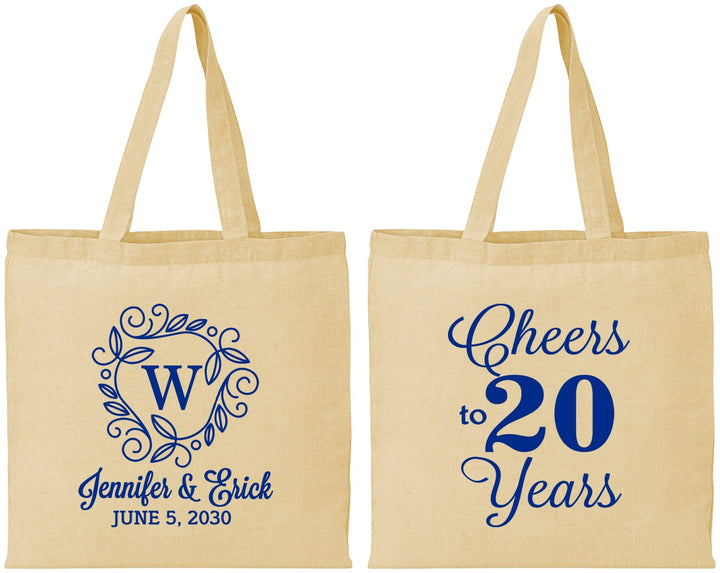 Personalized Anniversary Cotton Tote Bags - Cheers To 20 Years | 80001