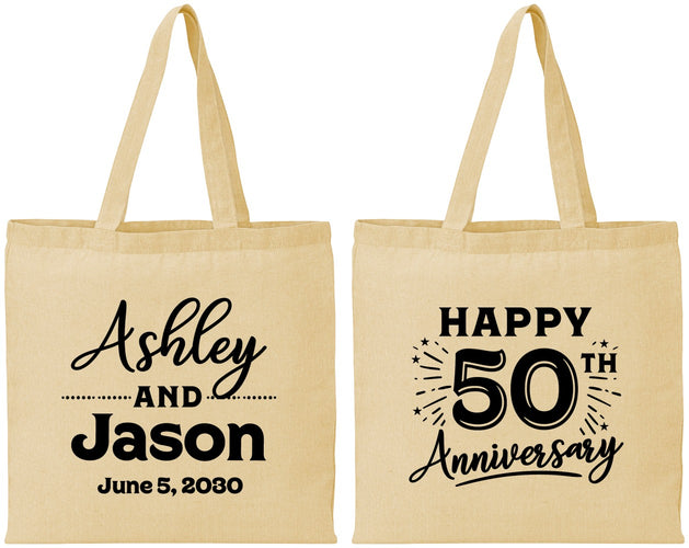 Personalized Anniversary Cotton Tote Bags - 50th Wedding | 80007