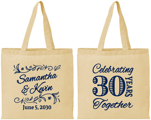 Personalized Anniversary Cotton Tote Bags - 30 Years Together | 80013