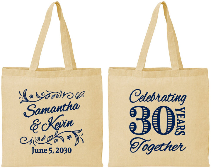 Personalized Anniversary Cotton Tote Bags - 30 Years Together | 80013