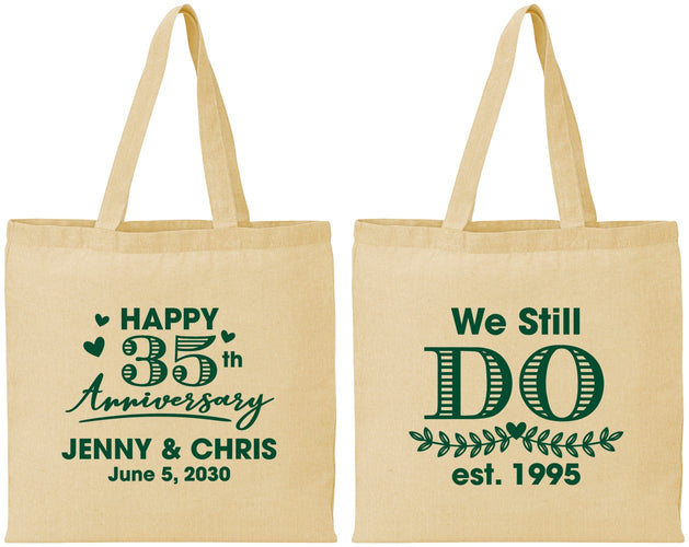 Personalized Anniversary Cotton Tote Bags - 35th Wedding | 80014