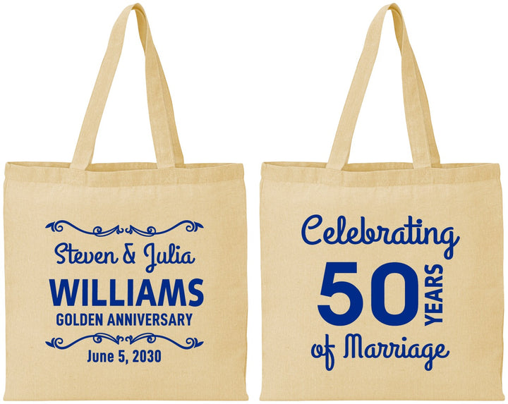 Personalized Anniversary Cotton Tote Bags - 50 Years Of Marriage | 80017