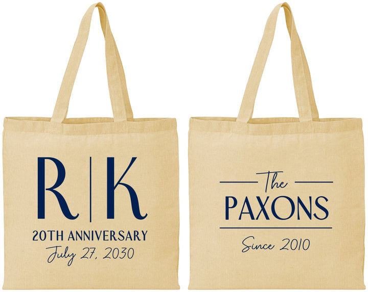 Personalized Anniversary Cotton Tote Bags - 20th Wedding | 80021