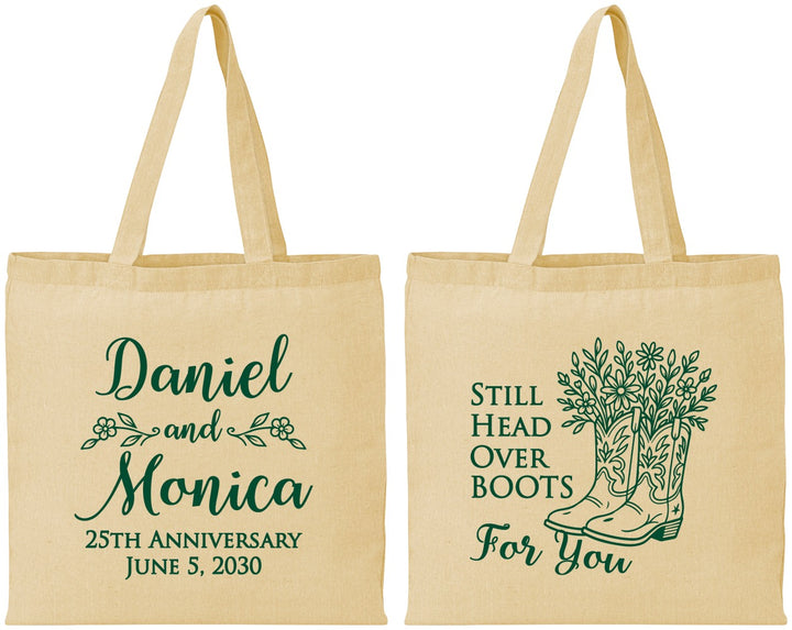 Personalized Anniversary Cotton Tote Bags - 25th Wedding | 80022