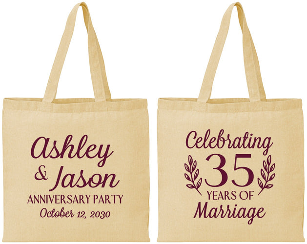Personalized Anniversary Cotton Tote Bags - 35 Years Of Marriage | 80024