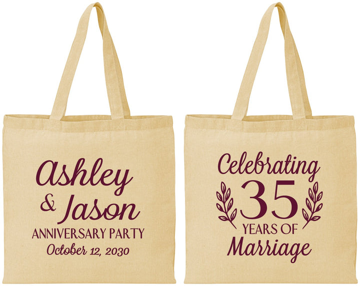 Personalized Anniversary Cotton Tote Bags - 35 Years Of Marriage | 80024