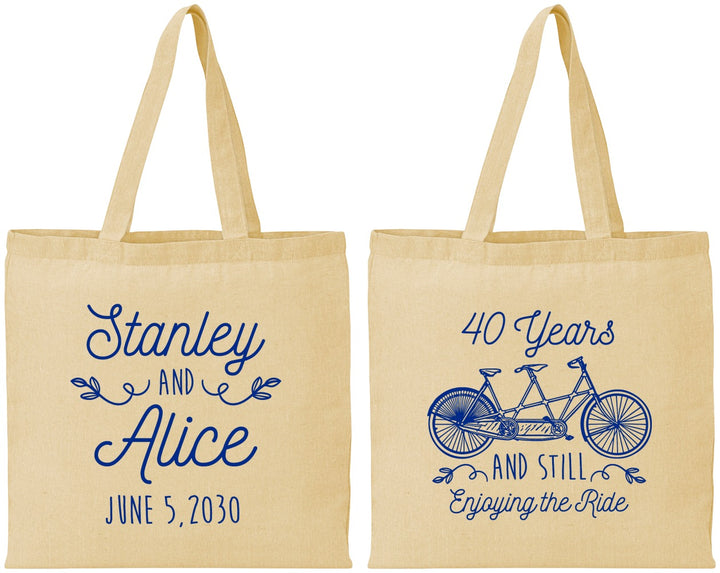 Personalized Anniversary Cotton Tote Bags - Cheers To 40 Years | 80025