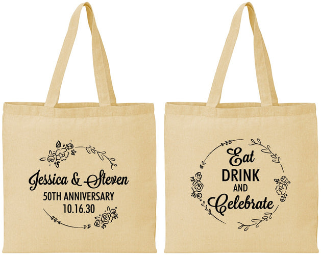 Personalized Anniversary Cotton Tote Bags - 50th Wedding | 80027