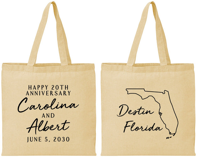 Personalized Anniversary Cotton Tote Bags - 20th Wedding | 80031