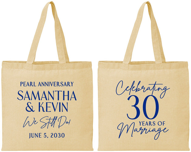 Personalized Anniversary Cotton Tote Bags - 30 Years Of Marriage | 80033