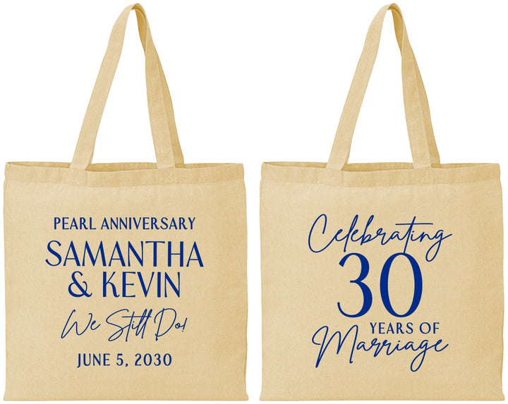 Personalized Anniversary Cotton Tote Bags - 30 Years Of Marriage | 80033