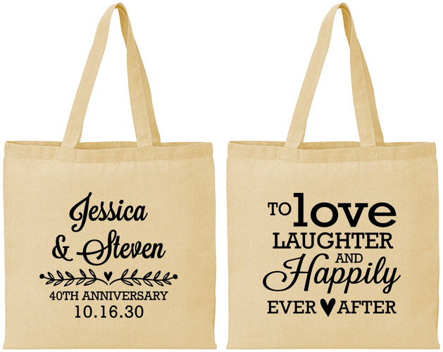 Personalized Anniversary Cotton Tote Bags - 40th Wedding | 80035