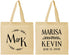 Personalized Wedding Cotton Tote Bags - Two Letter Monogram | 801