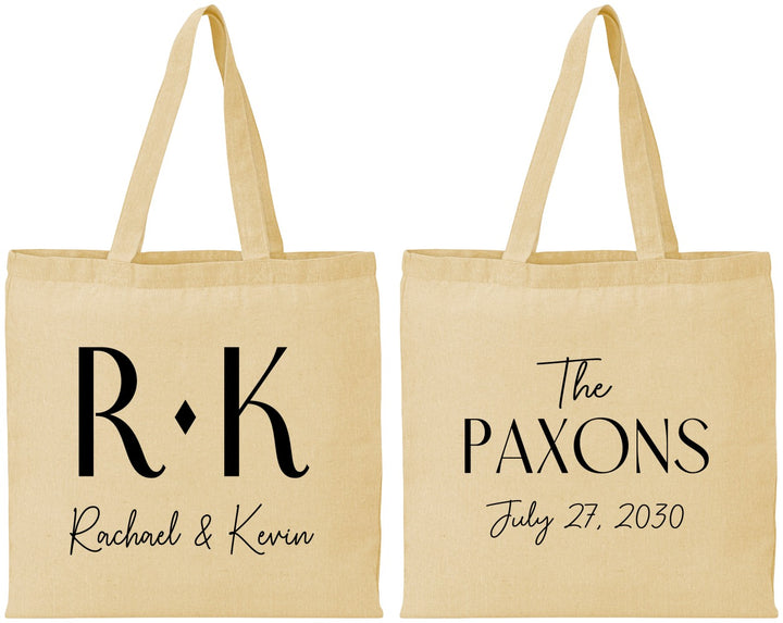 Personalized Wedding Cotton Tote Bags - Two Letter Monogram | 802